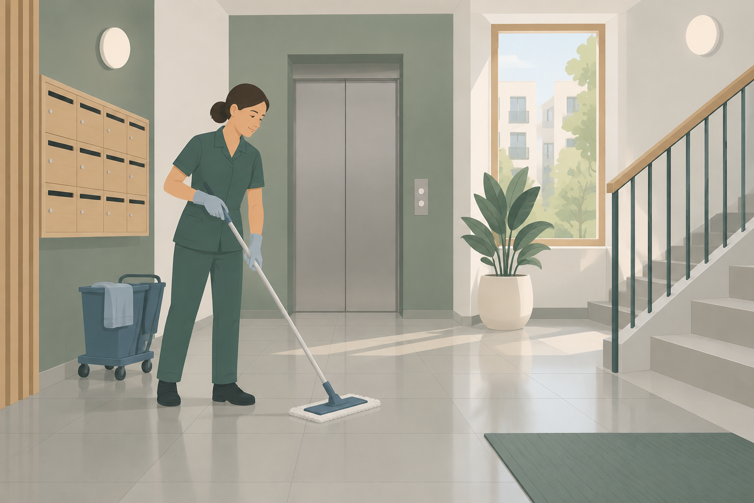 Apartment building cleaning by Scandinavian Cleaning